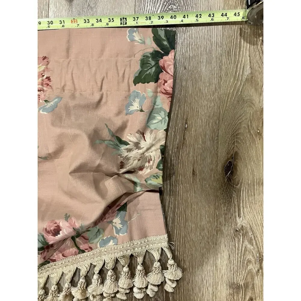VTG Ralph Lauren Cynthia Pink Floral Valance Tassels Hand-Sewn Rings 80s RARE